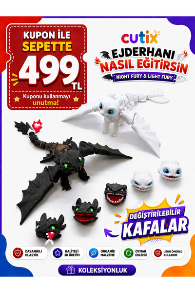 Cutix Dişsiz & Işığın Öfkesi Oyuncak Figür Ejderhanı Nasıl Eğitirsin Gecenin ...