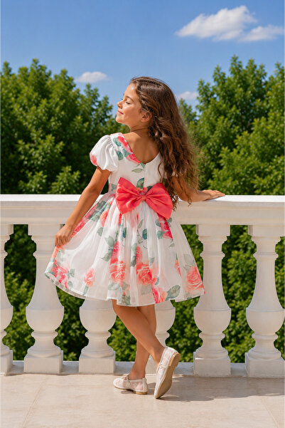 Eray Kids Girl's Rose Patterned Fluffy Tutu Evening Dress