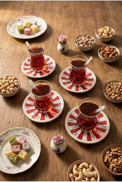 Bernardo Lal 12 Parça 6 Kişilik Cam Çay Seti