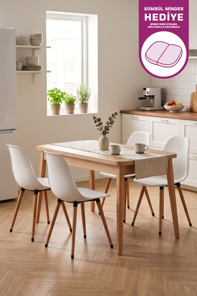 VİLİNZE Vilinze Eames Sandalye Avanos Ahşap MDF Açılır Mutfak Masası Takımı -...