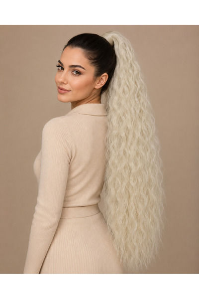 Eva Peruk Sihirli Su Dalgalı Fiber Sentetik At kuyruğu 70 cm Mat Görünümlü - ...