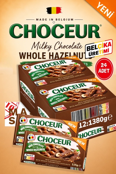 Choceur Bol Fındıklı Sütlü Çikolata (115g x 24) Belçika Üretimi
