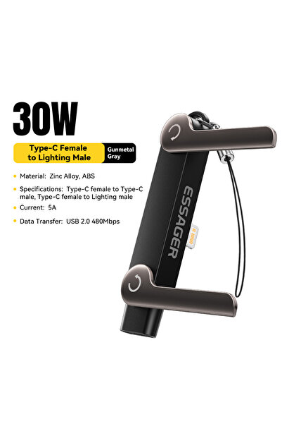 Choice ESSAGER Type C TO Lightning Essager 240W USB C OTG Adapter with Stand ...