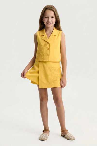 HAUSEkids 5-14 Yaş Moon Pearl Kız Çocuk Şort Etekli Takım-Limon