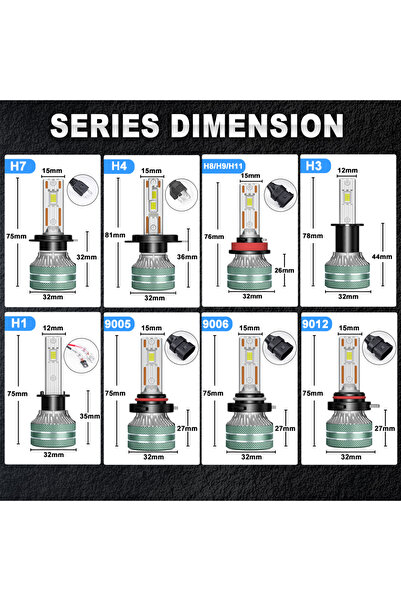 Choice11 مصابيح أمامية LED طراز H7 6000K B K5C بقوة 60000 لومن مع نظام كانبوس...