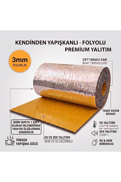 Gülkan Ticaret 3 Mm Folyolu Kendinden Yapışkanlı Premium Elastomerik Kauçuk I...