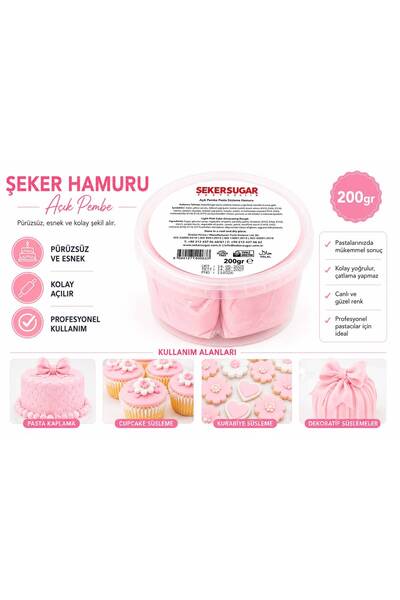 ŞEKER & SUGAR Şeker Sugar AÇIK PEMBE (BEBE PEMBE) Şeker Hamuru 200 gr