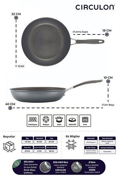 Circulon A1 Serisi ScratchDefense Çizilmez Yapışmaz Kızartma Tavası - 22 Cm