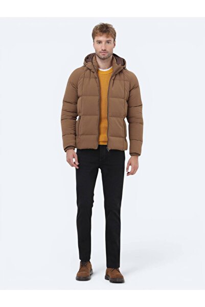 Kip Cinnamon Regular Fit Hooded Casual Woven Coat