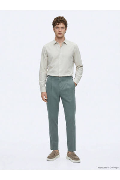 Kip Mint Düz Dokuma Regular Fit Casual Pamuk Karışımlı Pantolon