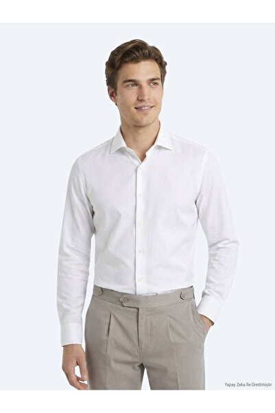 Kip Cămașă clasică 100% bumbac, albă, slim fit