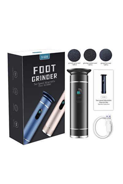 Choice1 black Aluminum Alloy Electric Foot Grinder - Dual Power Type-C/Batter...