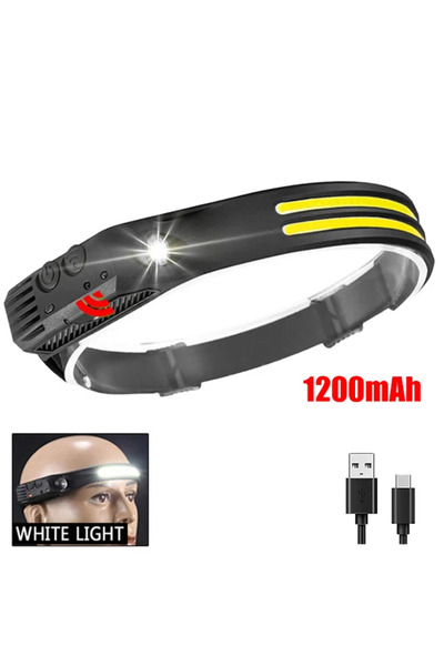 Choice 2-White 1200mAh COB LED Headlamp Induction Head Lamp Built-in Battery ...