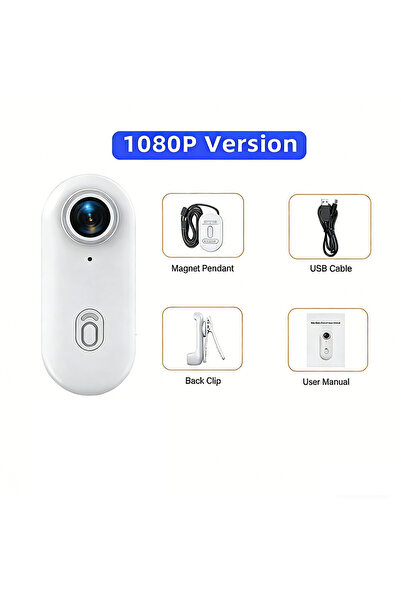 Choice7 NONE Card 1080P-White 4K FHD POV Collar Cam Small Sports Camera Magne...