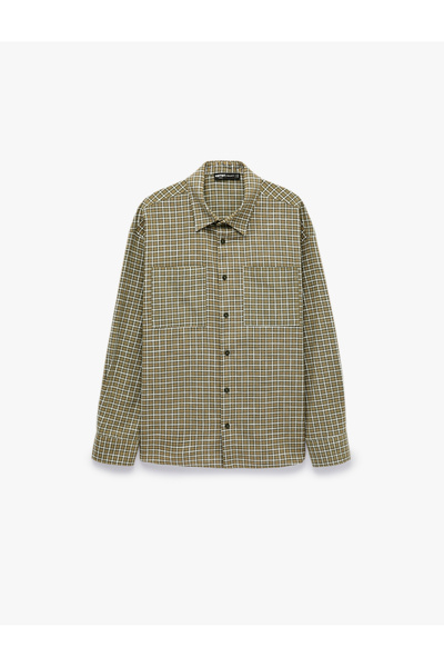 Koton Classic Collar Cotton Long Sleeve Checkered Shirt