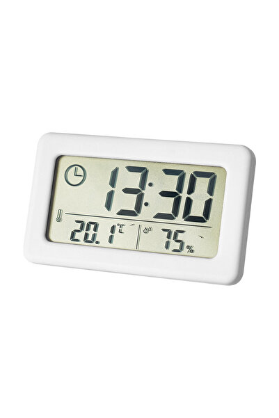 Choice1 white Mini Digital Clock with Temperature & Humidity Display - Portab...