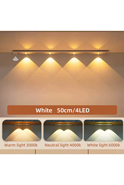 Choice White 50CM 3color in 1 lamp Cabinet Light USB Rechargeable Motion Sens...
