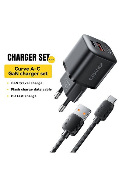 essager Choice EU Black suit 20W GaN USB Type C Charger PD Fast Charge Phone ...