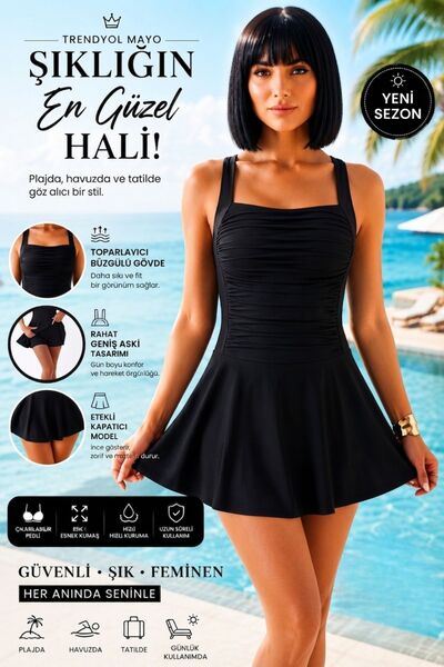 mrm pro Costum de baie pentru femei, cu pantaloni scurți, cu guler pătrat, cu...