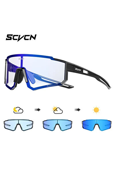 Choice نظارات ركوب الدراجات BL-02 SCVCN زرقاء متغيرة اللون، مزودة بحماية من ا...