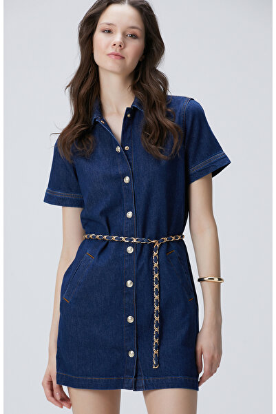 Network Indigo Mini Denim Elbise