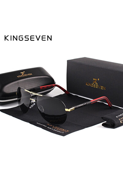 Choice نظارات شمسية أصلية للرجال من KINGSEVEN باللون الذهبي الأسود والألومنيو...