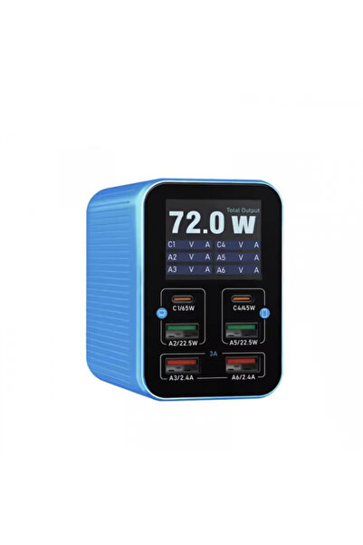 Relife Incarcator Statie Q4, 72W, 5A, 2 x USB-C - 4 x USB-A, Albastru