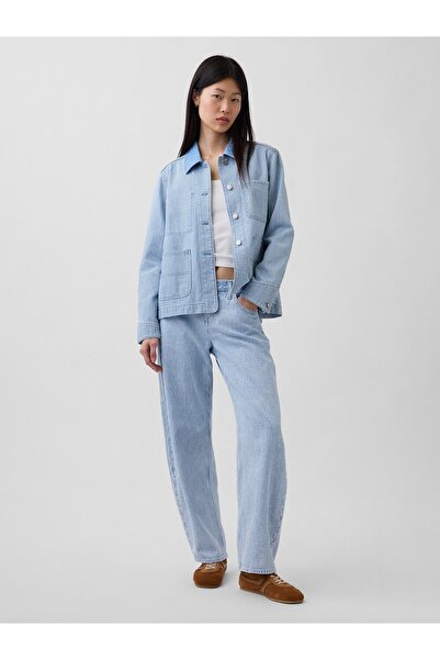 GAP Kadın Açık Mavi Low Rise Ultrasoft Barrel Jean Pantolon