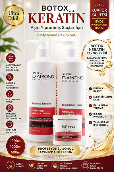 WHİTE DİAMOND Botox Keratin Aşırı yıpranmış saçlar için güçlü etkili onarıcı ...