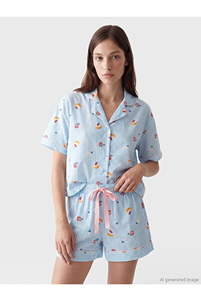 LC Waikiki Vizyon New Season Patterned Women's Shorts Pajama Set