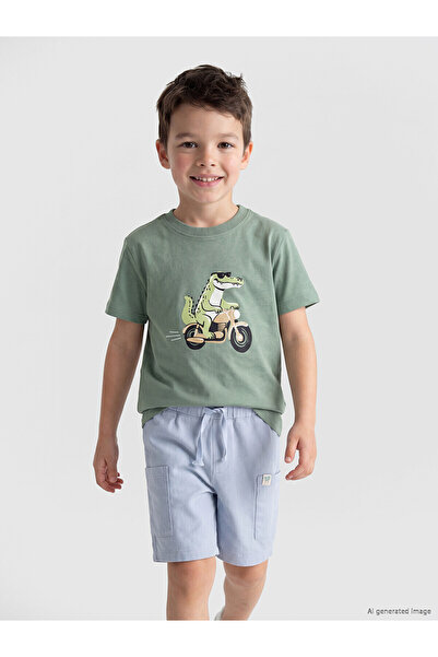 LC Waikiki Original Oval Collar Printed Boy's T-Shirt