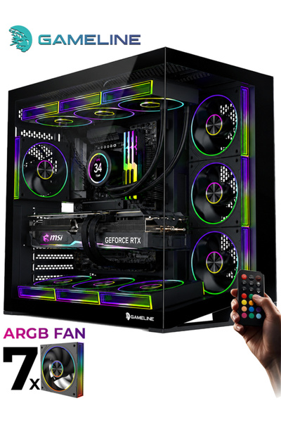 GAMELİNE V2 Grand Premium 7x ARGB PWM Fan Kumandalı USB 3.0 Gaming Bilgisayar...