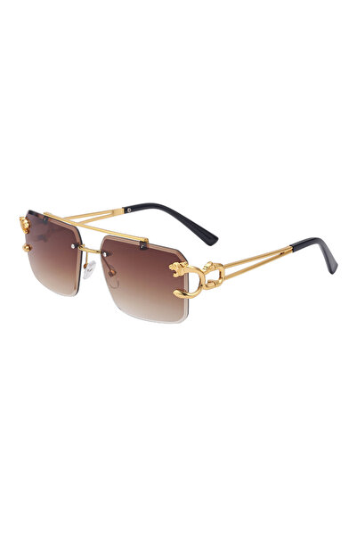 Choice1 BROWN Fashion Leopard Rimless Sunglasses Double Bridges Gradient Ocea...