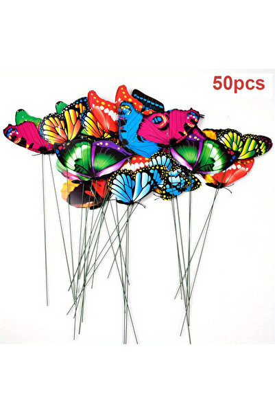 Choice1 50Pcs 10/20/50pcs Butterfly Decoration Stakes 3D Artificial Butterfly...