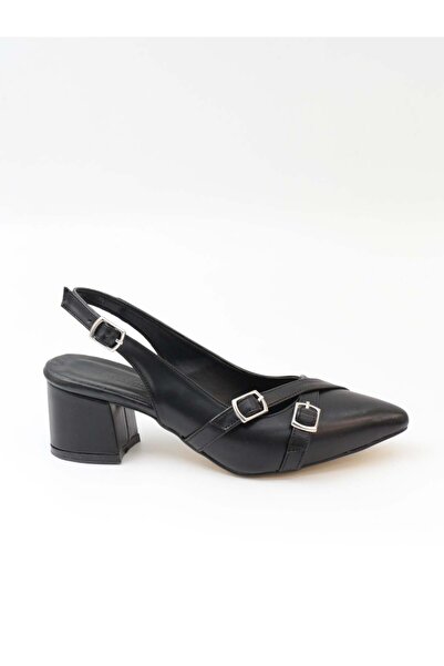 Nesil Shoes Tam 183 Black Thick Heeled Women's Sandals