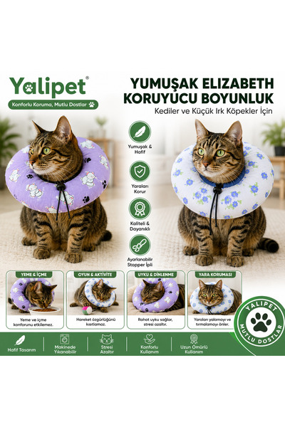 HKEVCİLPET Elizabeth boyunluk Ameliyat Sonrası Tırnak Kesme Apatarı Boyun Yas...