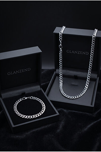 GLANZEND Erkek Kalın Premium Çelik Kolye ve Bileklik Set 2'li