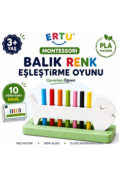 ERTU Montessori Renk Eşleştirme Oyunu | Balık Şekilli Eğitici Zeka Oyuncağı |...