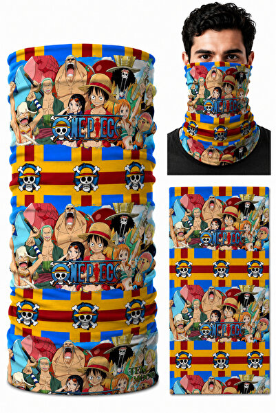 FG KONNİCHİWA One Piece Printed Bandana Anime Face Mask and Neck Gaiter and D...