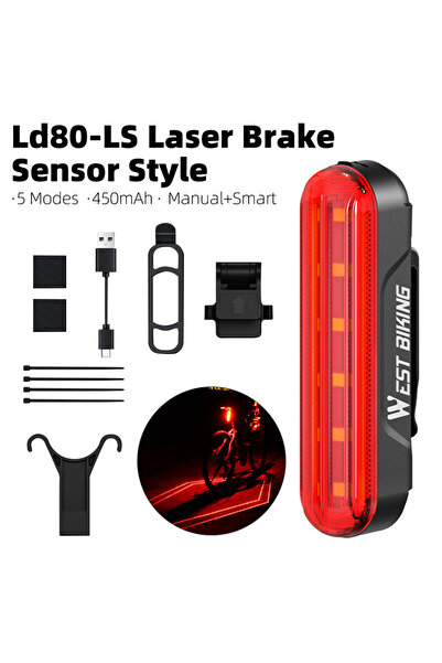 Choice Laser Brake Sensor WEST BIKING Bike Taillight Laser Brake Sensing Rear...