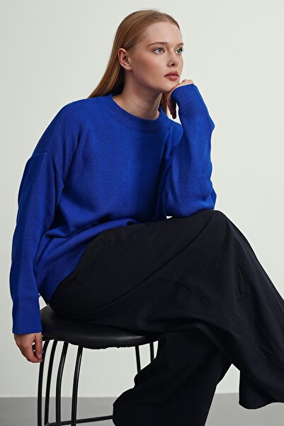 Gülce moda Pulover de damă cu guler rotund oversize tricotaj