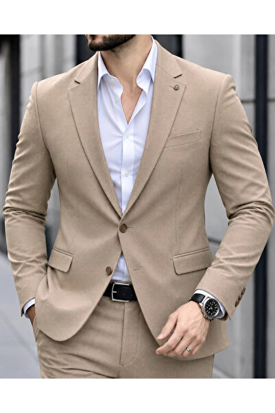 Plus Scorpion Costum bărbătesc smart casual și formal, slim fit, texturat, cu...
