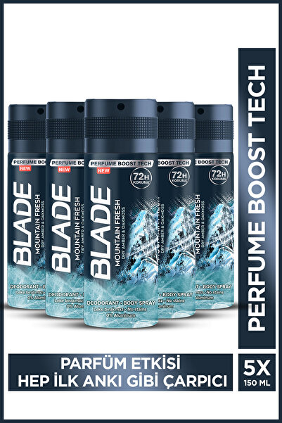 Blade Mountain Fresh Erkek Alüminyumsuz Deodorant 5x150 Ml Hızlı Kurur, Leke ...