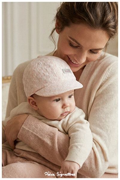 PIECE SIGNATURE Baby Girl Gingham Textured - Summer Baby Hat with Glitter Log...