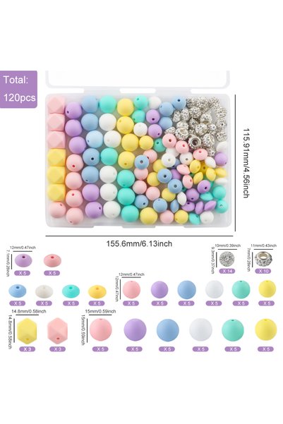 Choice Set 1 Kovict 120Pcs/Box Mix Silicone Beads Loose Rhinestone Spacer Bea...