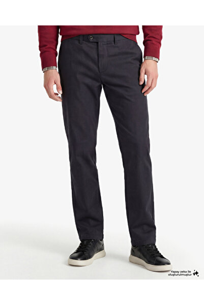 Gant Erkek Siyah Slim Fit Casual Herringbone Pantolon