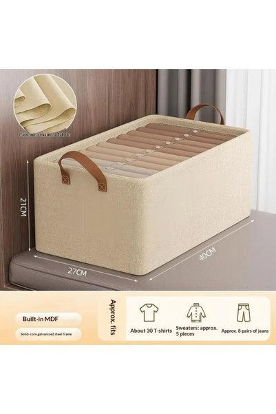 Choice1 BEIGE-27 Foldable Fabric Storage Box for Home Use Wardrobe Organizer ...