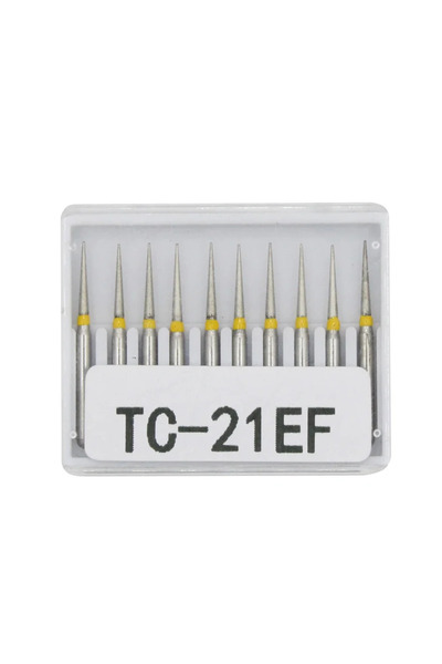 Choice22 مجموعة رؤوس حفر ماسية للأسنان TC-21EF، 10 قطع/مجموعة، قطر FG، مقبض ع...