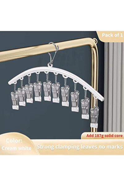 choice2 White 10 Clips Stainless Steel Sock Clip Pace-Saving Arc Sock Drying ...