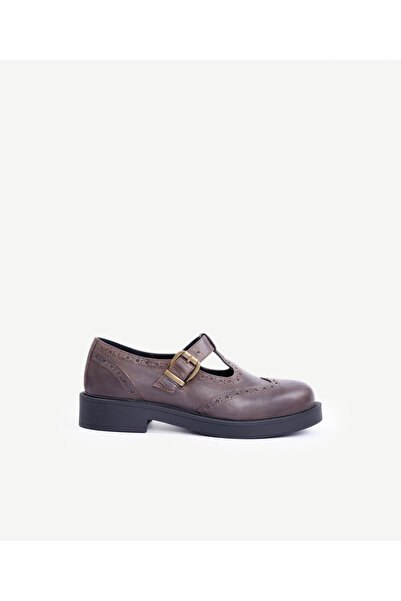 Yargıcı Staple Detailed Leather Flat Shoes